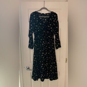 Zara Black Floral Long Sleeve Dress